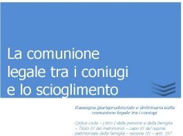 la comunione legale tra i coniugi 1